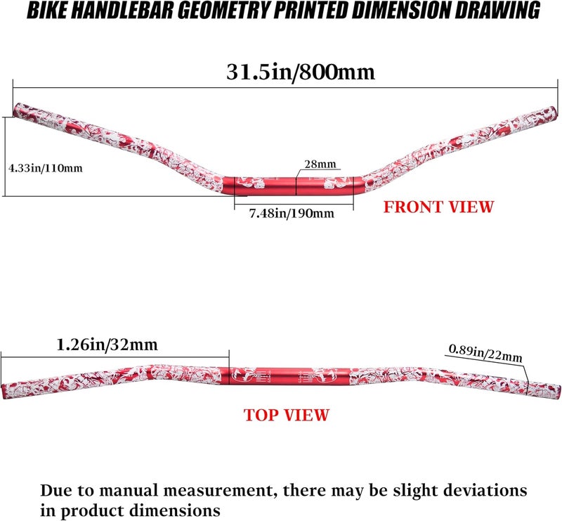 JXPANG Universal 28mm 1/1/8" Handle Bar For CRF KLX KX LTR TRX SX SXF EXC XCW Motocross Pit Dirt Bike Scooter ATV Quad Bike Grizzly Hawk 250 Bicycles (Red) - Image 5